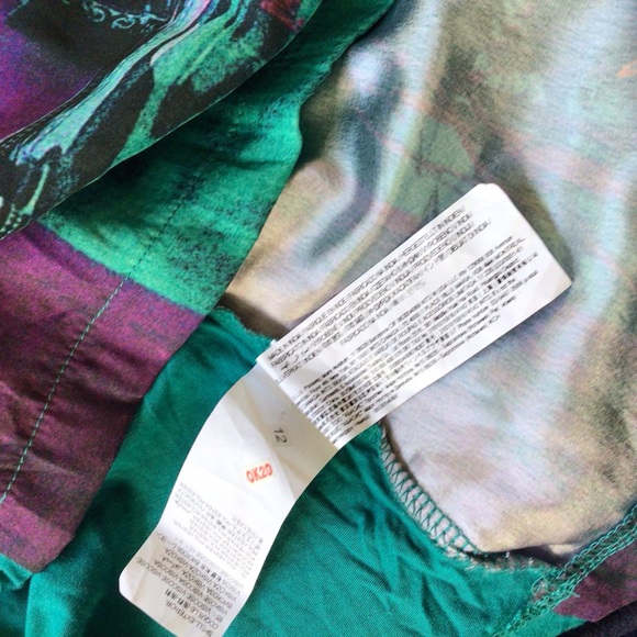 Desigual, turquoise top with printed front, size L - Picture 5 of 6